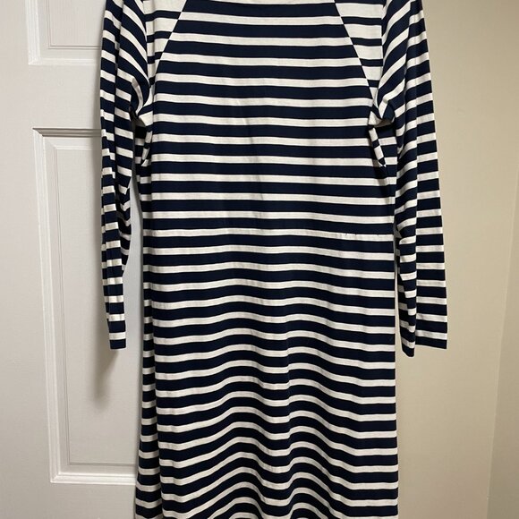 J. Crew 365 knit fit-and-flare dress in stripe, Size Tall Large, Navy and White - Picture 4 of 4